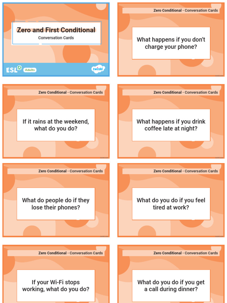 ESL Conversation Cards for Adults | PDF | English As A Second Or ...