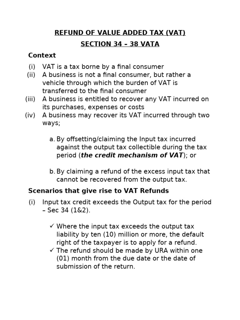 VAT Refund Process and Eligibility Guide | PDF | Value Added Tax | Taxes