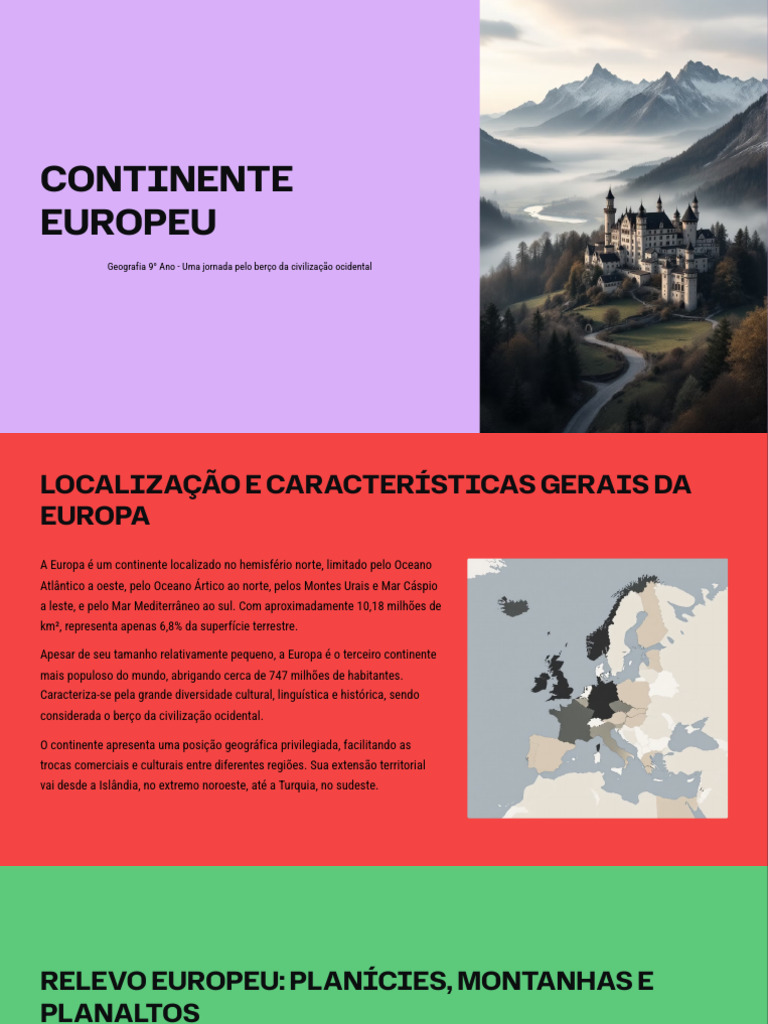 Características do Continente Europeu | PDF | Europa | Continente