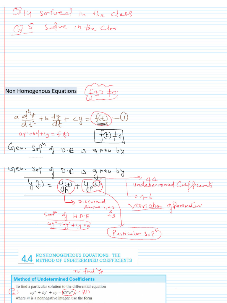 Variation of Parameters in DE Solutions | PDF | Calculus | Equations