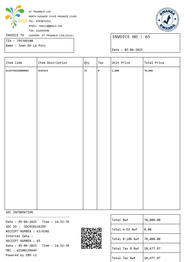 Invoice Details for AT TRIANGLE Ltd | PDF
