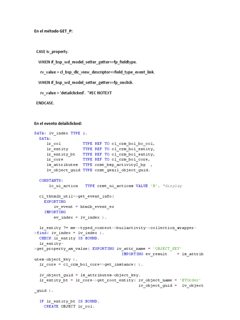 SAP ABAP GET_P Method Event Handling | PDF