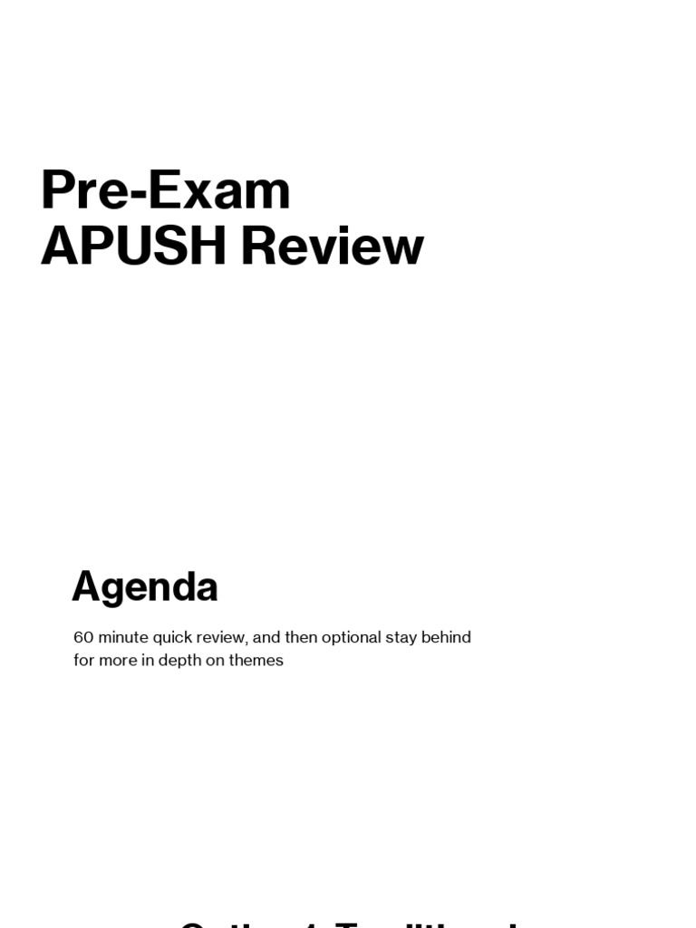 APUSH Pre-Exam Review Agenda | PDF | Whig Party (United States ...