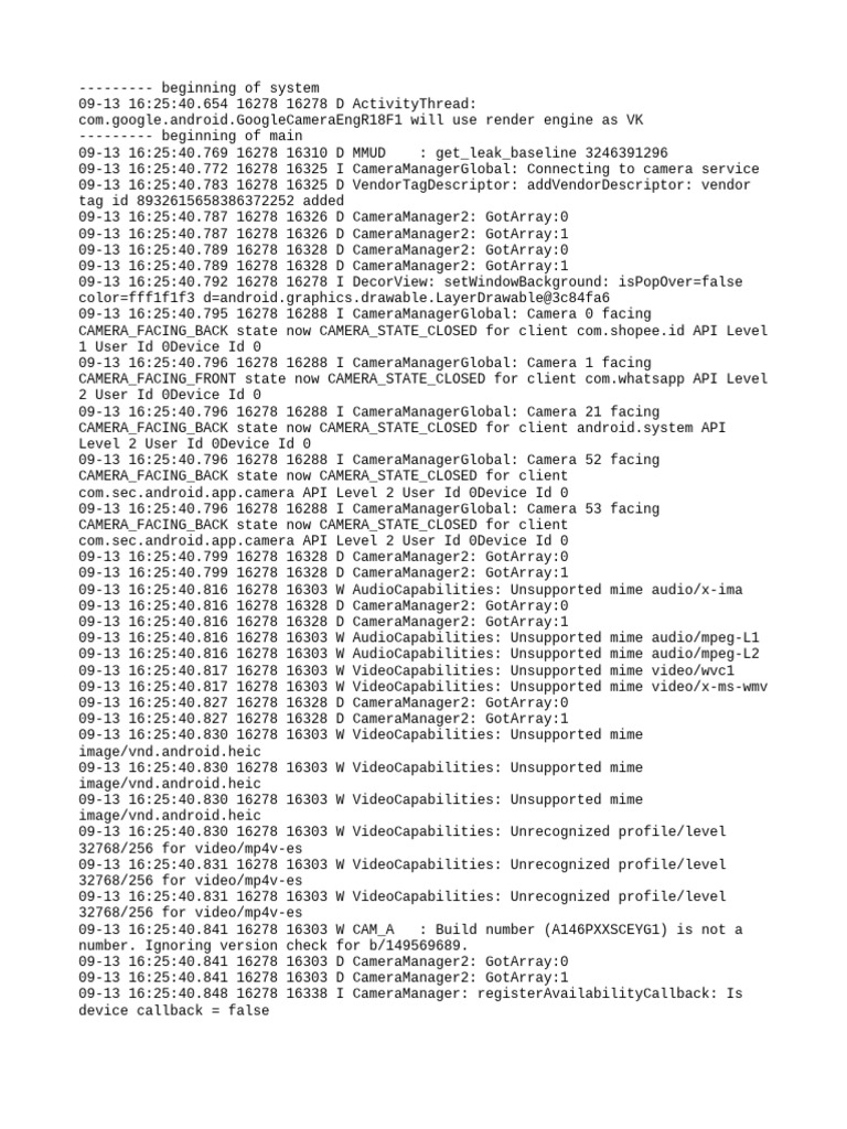 Camera Service Connection Log | PDF | Computing | Software