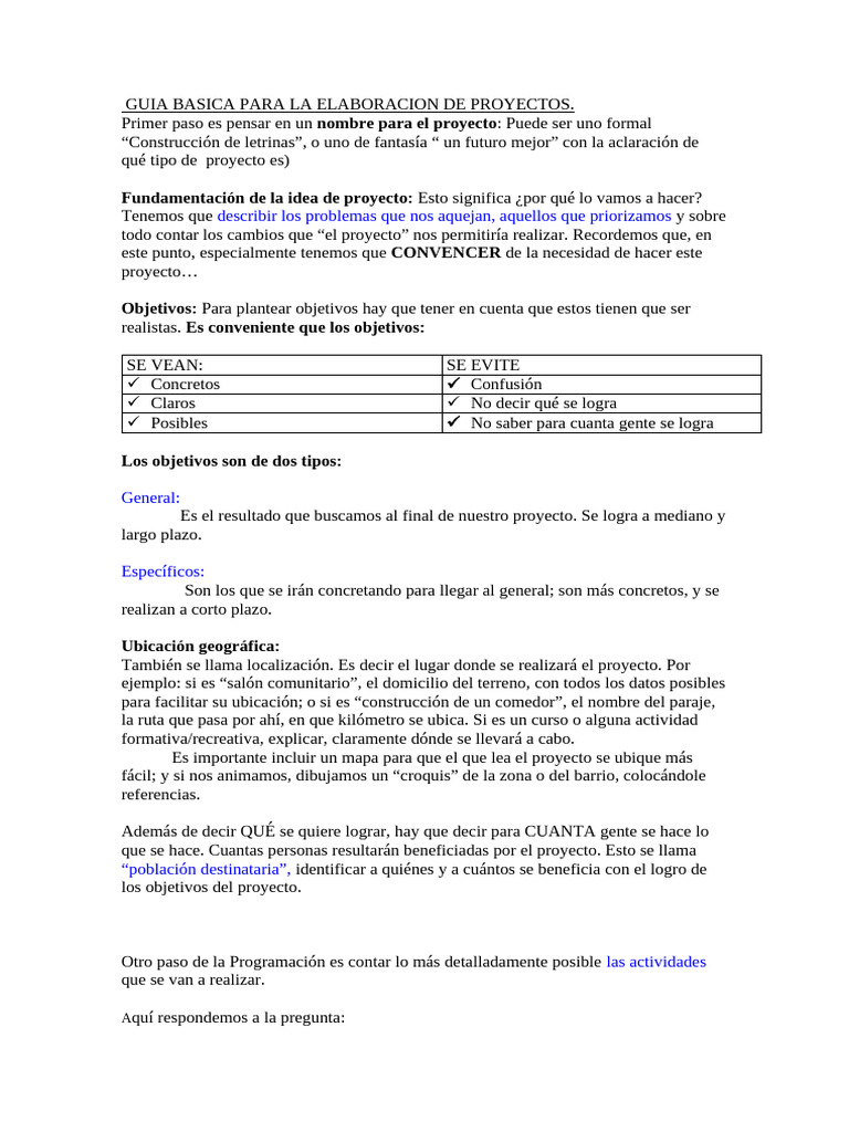 Guia Basica para La Elaboracion de Proyectos | PDF | Presupuesto