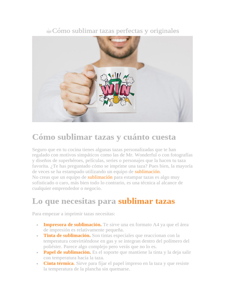 Medidas para Sublimar Tazas Perfectas | PDF | Té | Impresora (Computación)