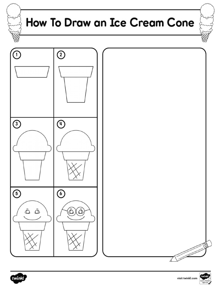 How To Draw An Ice Cream Cone Worksheet | PDF