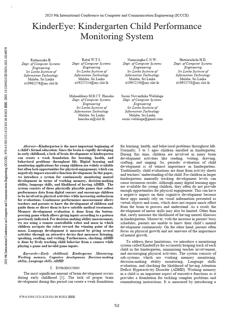 Child Development Monitoring System | PDF