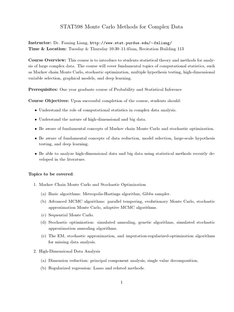 Monte Carlo Methods for Complex Data | PDF | Monte Carlo Method ...