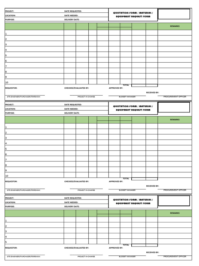Procurement Request and Quotation Form | PDF | Procurement | Business