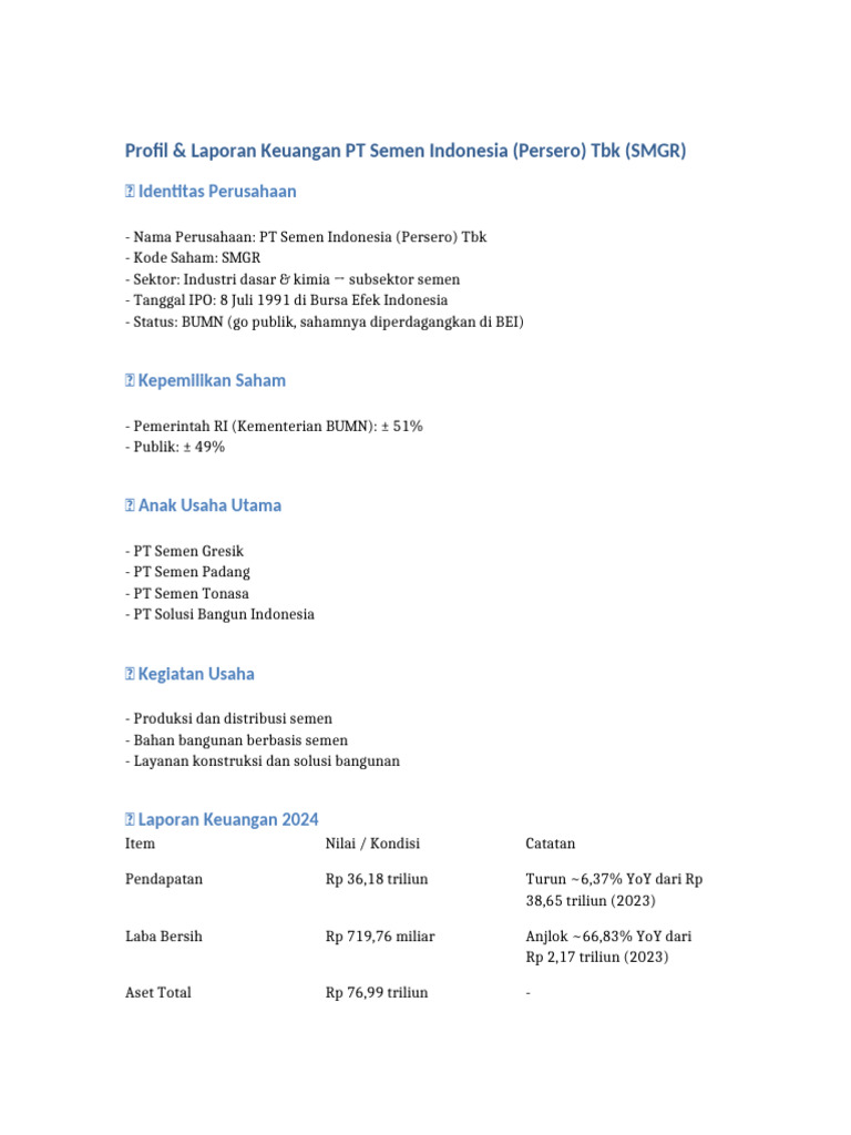 PT Semen Indonesia SMGR | PDF