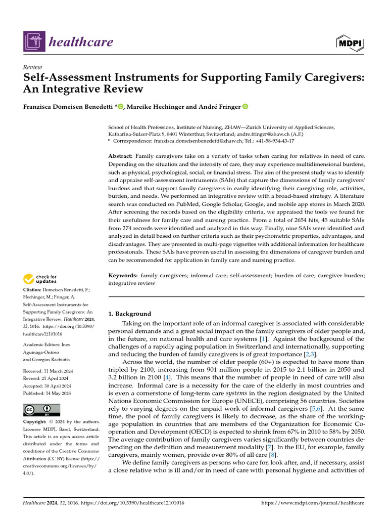 Healthcare 12 01016 | PDF | Stress (Biology) | Caregiver