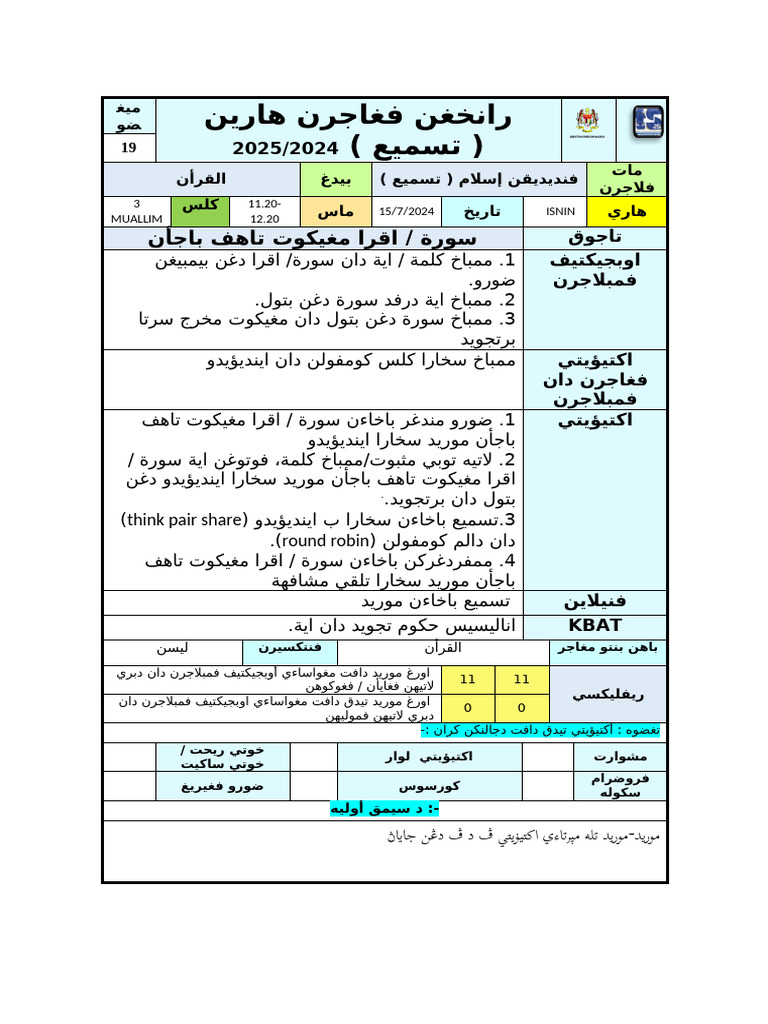 Tasmik 2024 M19 | PDF