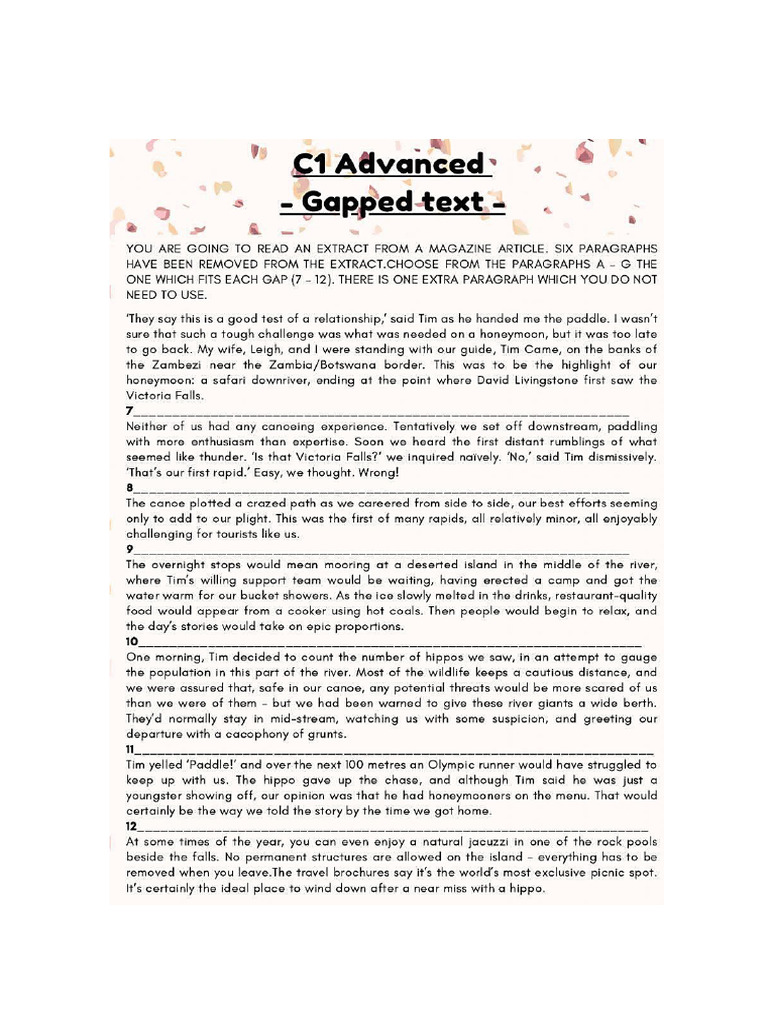 Gapped Text - Advanced Level | PDF