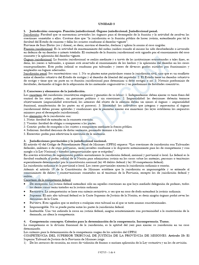 Jurisdicción y Competencia en Derecho Penal | PDF | Jurisdicción ...