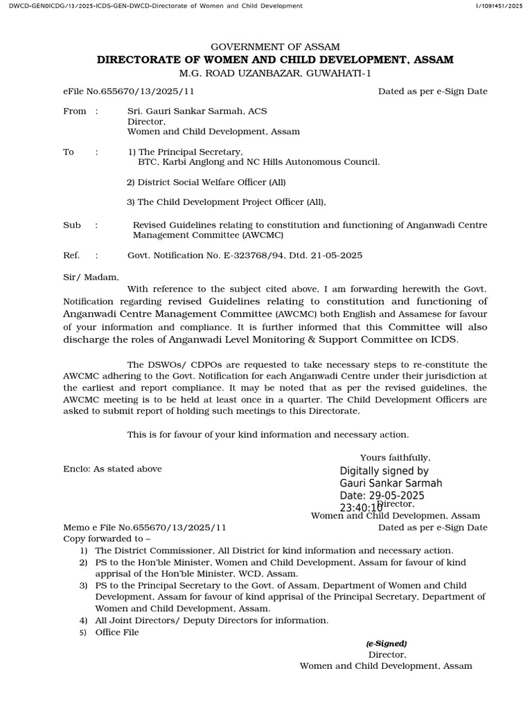 Revised AWCMC Guidelines for Assam | PDF | Government