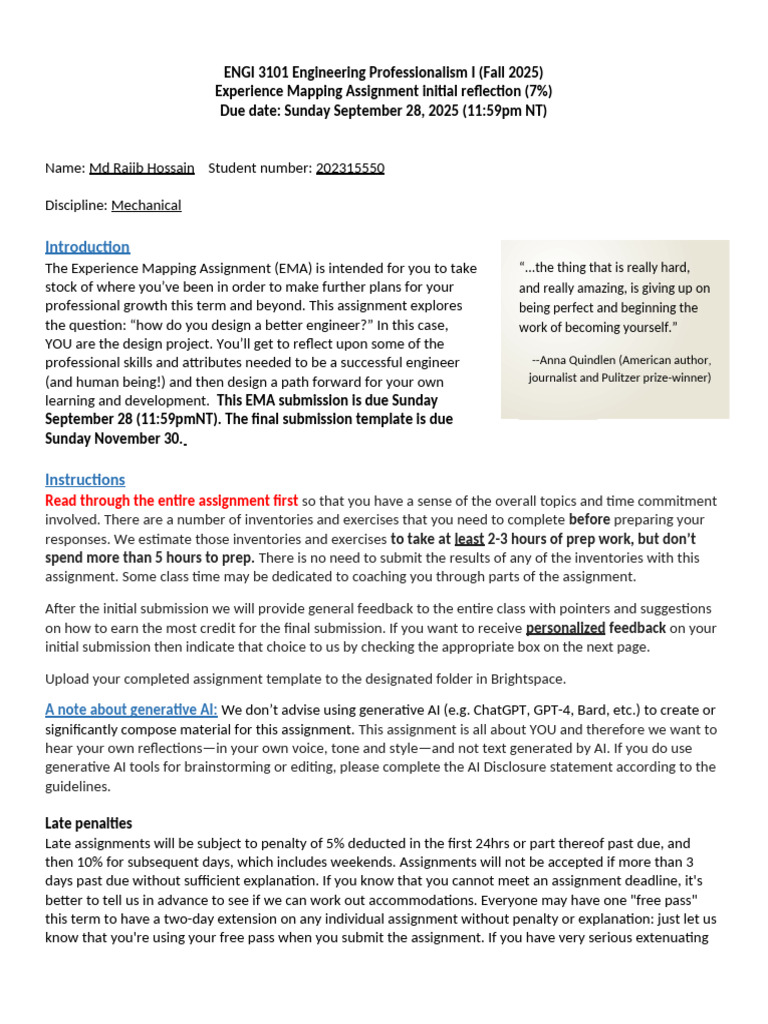 Engineering Professionalism Reflection Assignment | PDF | Psychological ...