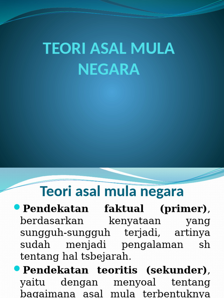 Teori Asal Mula Negara dan Pendekatannya | PDF