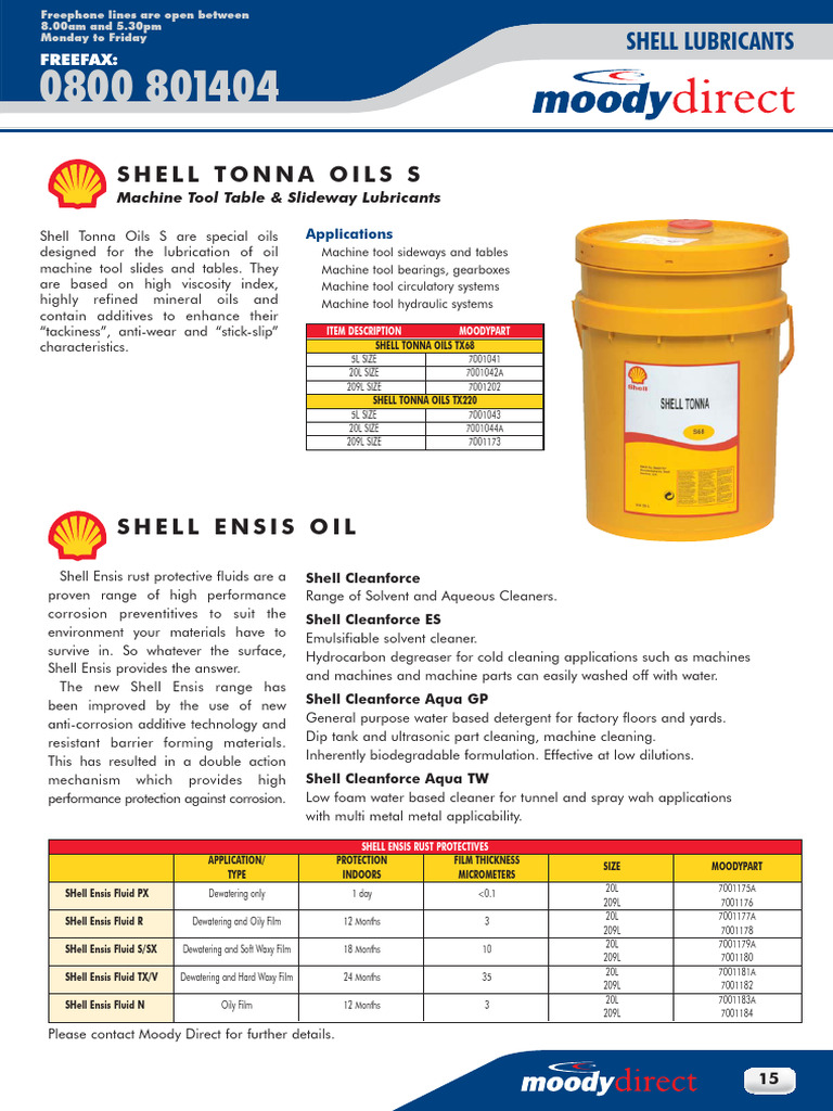 Shell Tonna Oils & Ensis Lubricants Guide | PDF | Lubricant | Oil