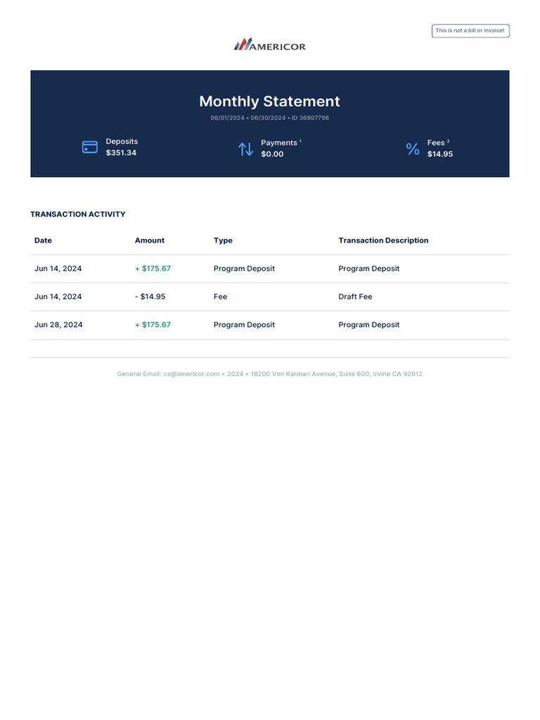Americor Monthly Statement Jun 2024 | PDF