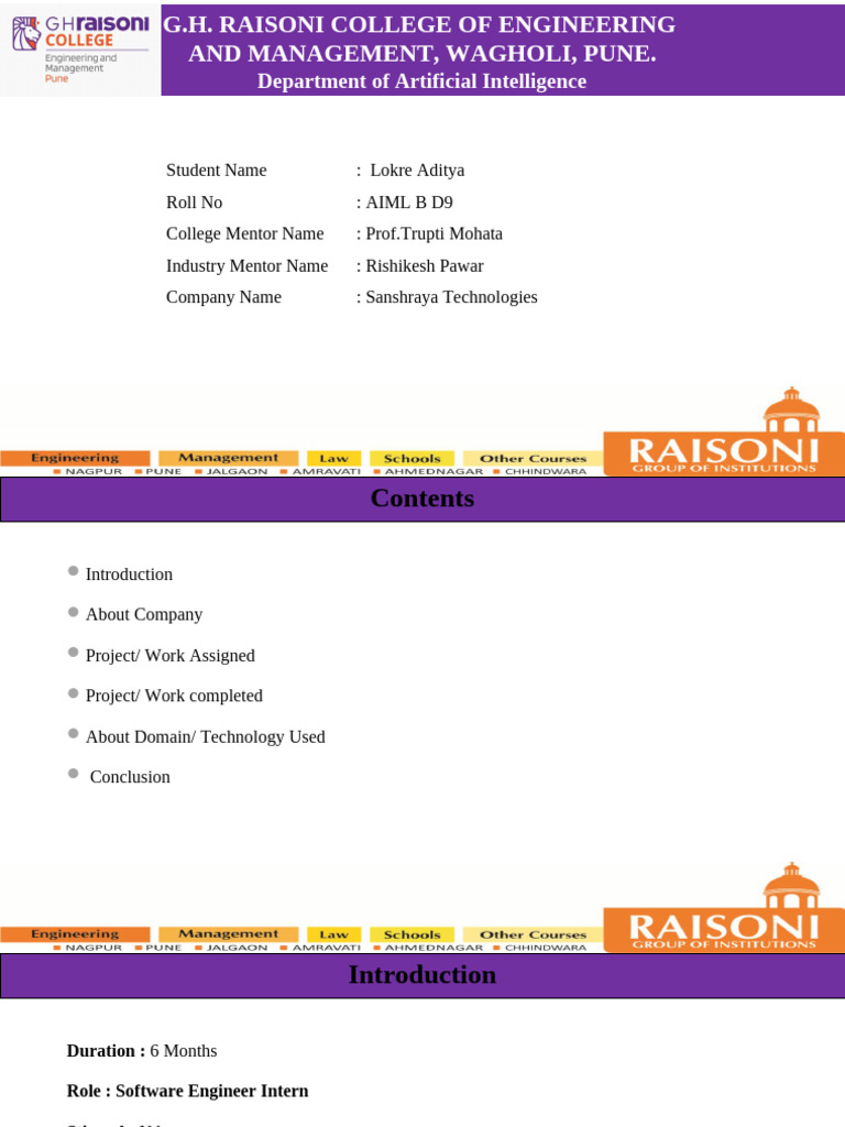 Software Engineering Internship Report | PDF | Computing | Software ...
