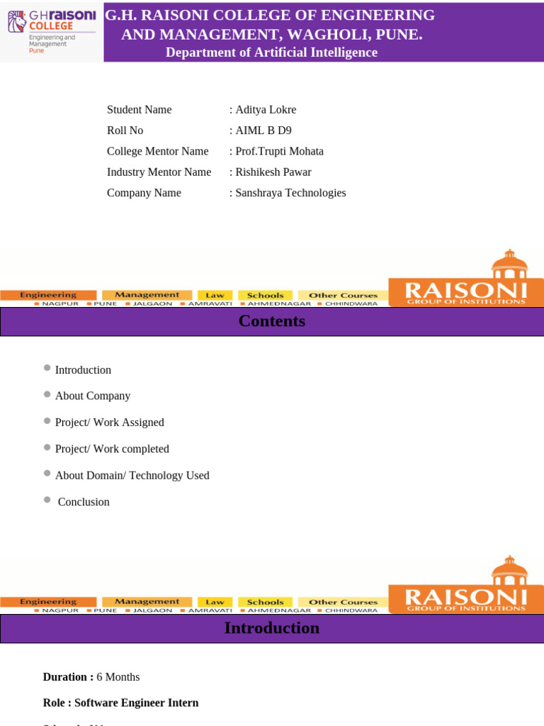Software Engineering Internship Report | PDF | Software Engineering ...