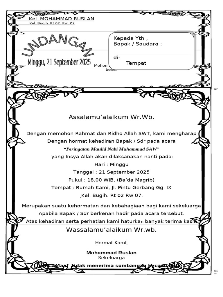Undangan Maulid P. Herul | PDF