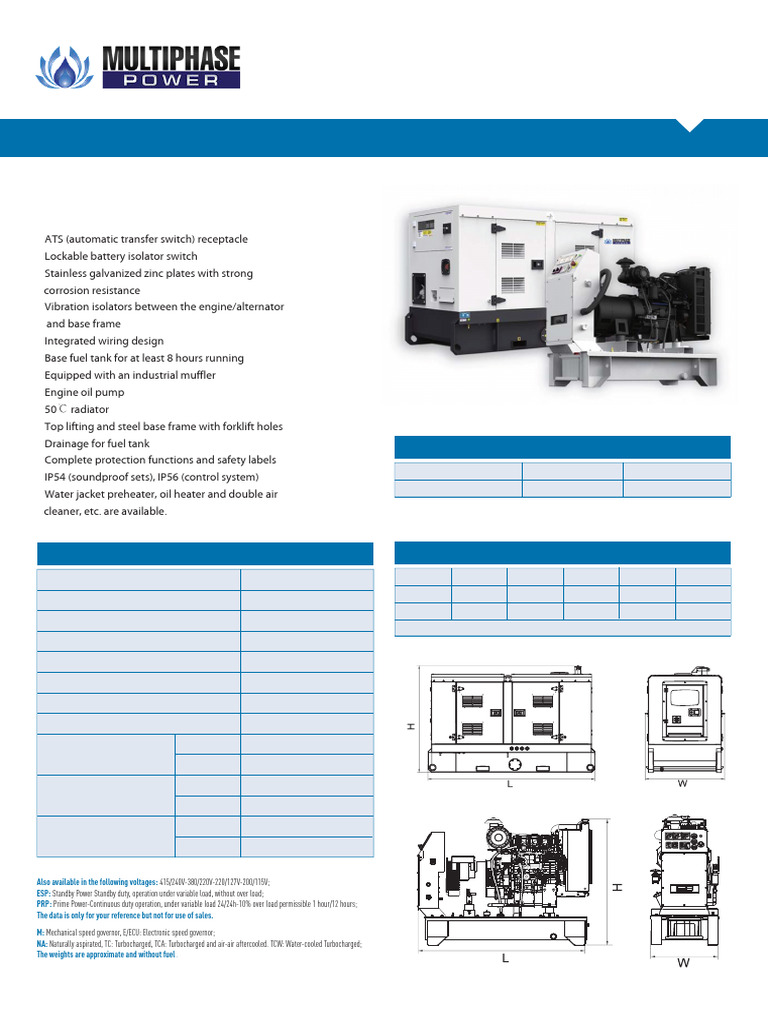 WPS20/WPS20S Generator Specifications | PDF | Rotating Machines | Machines