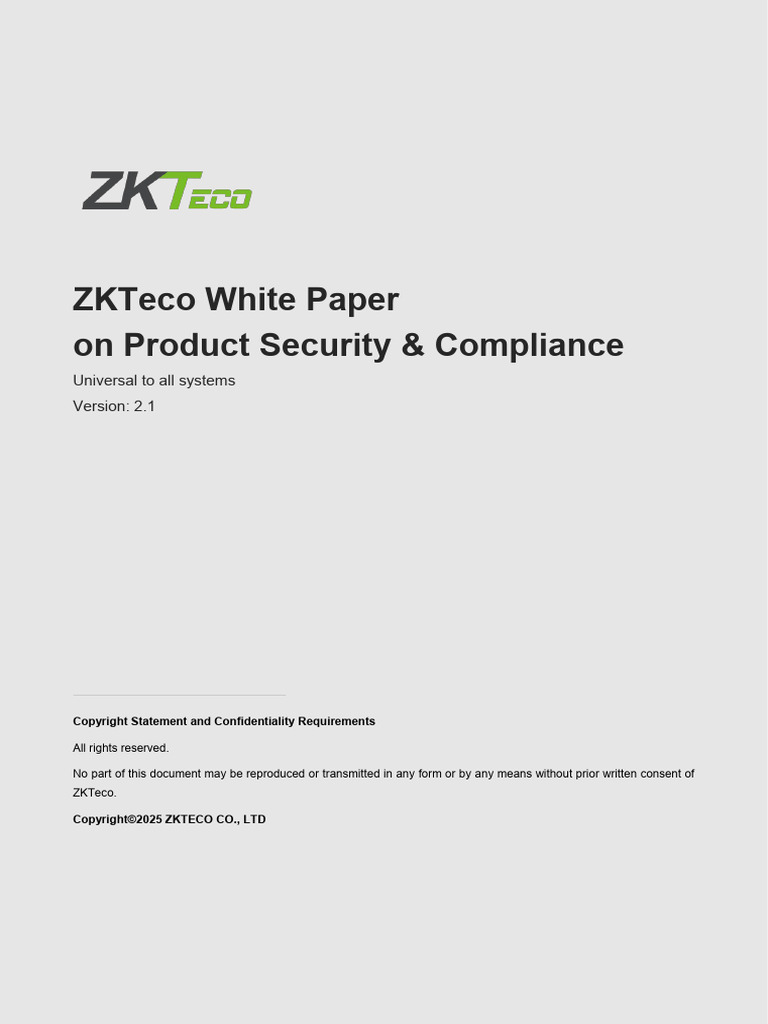 ZKTeco Product Security & Compliance Guide | PDF | Computer Security ...