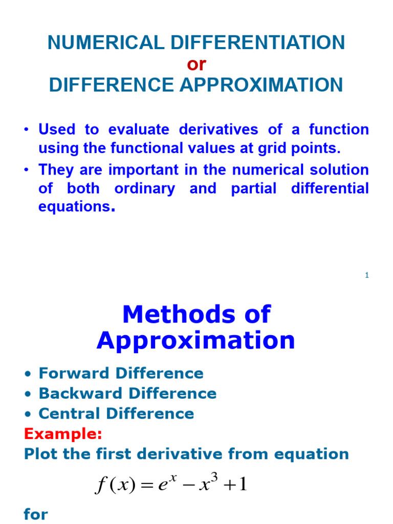 Numerical Differentiation Methods Explained | PDF | Finite Difference ...
