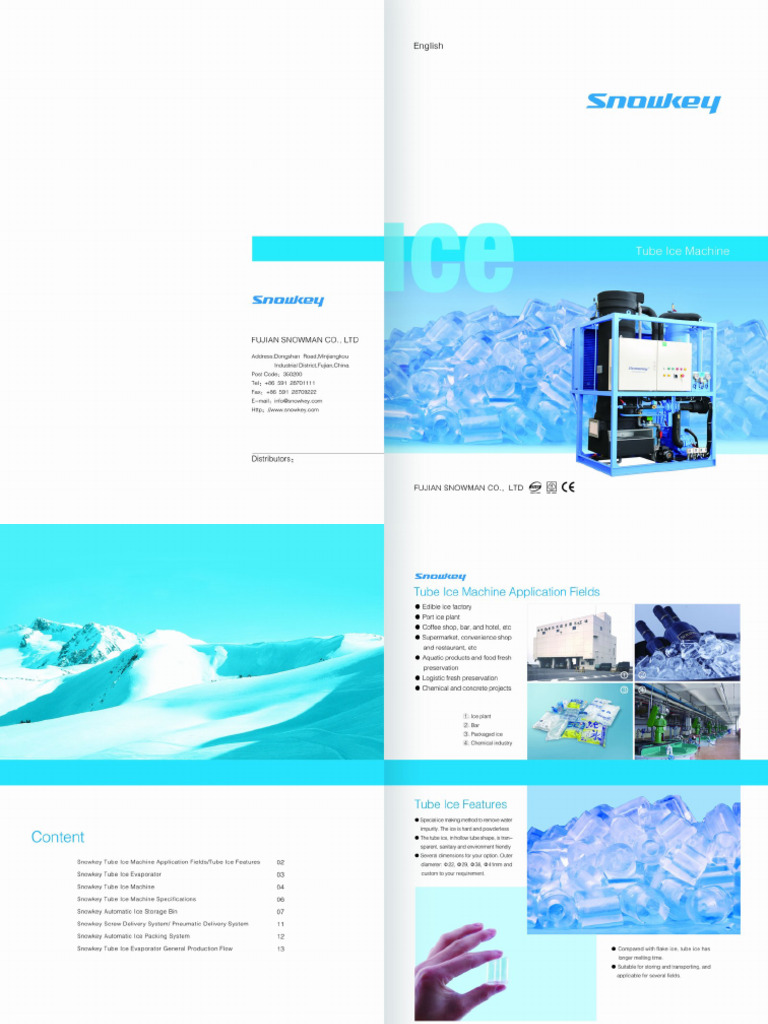 2015 SNOWKEY Tube Ice Machine | PDF
