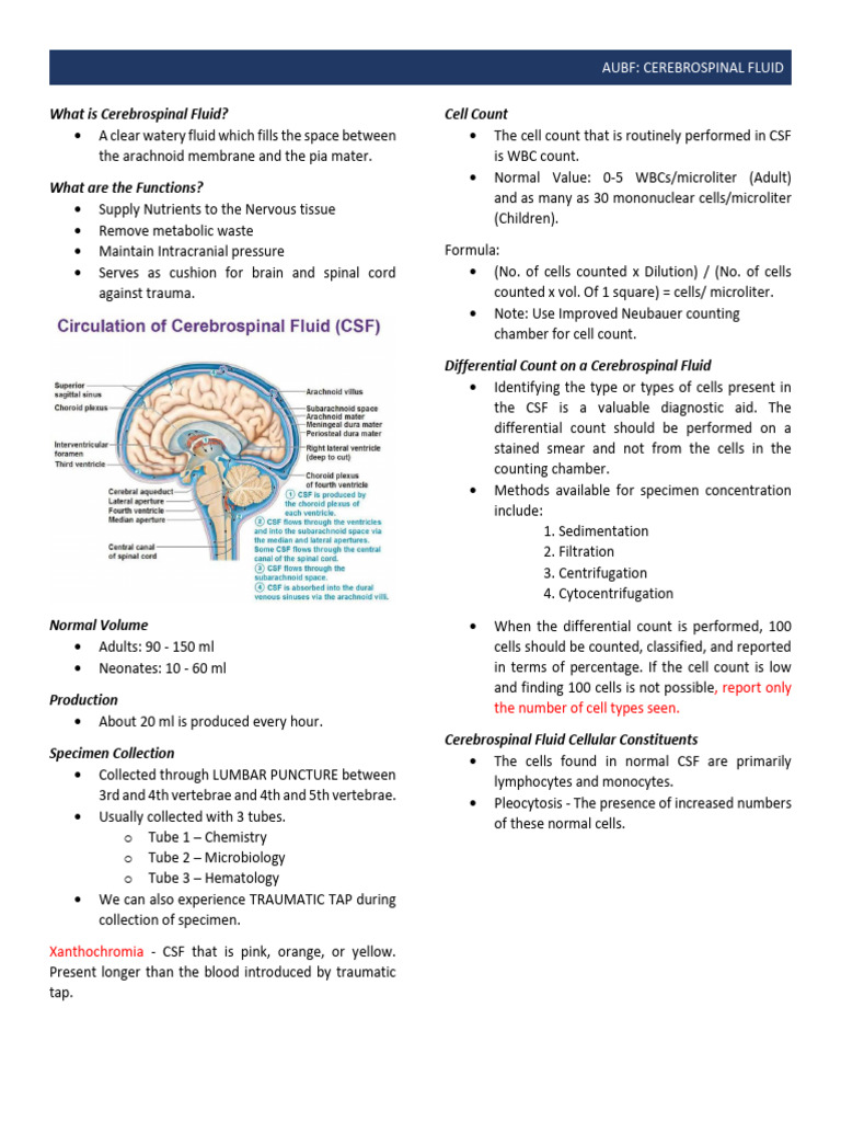 Cerebrospinal Fluid Analysis Guide | PDF | Cerebrospinal Fluid | Meningitis