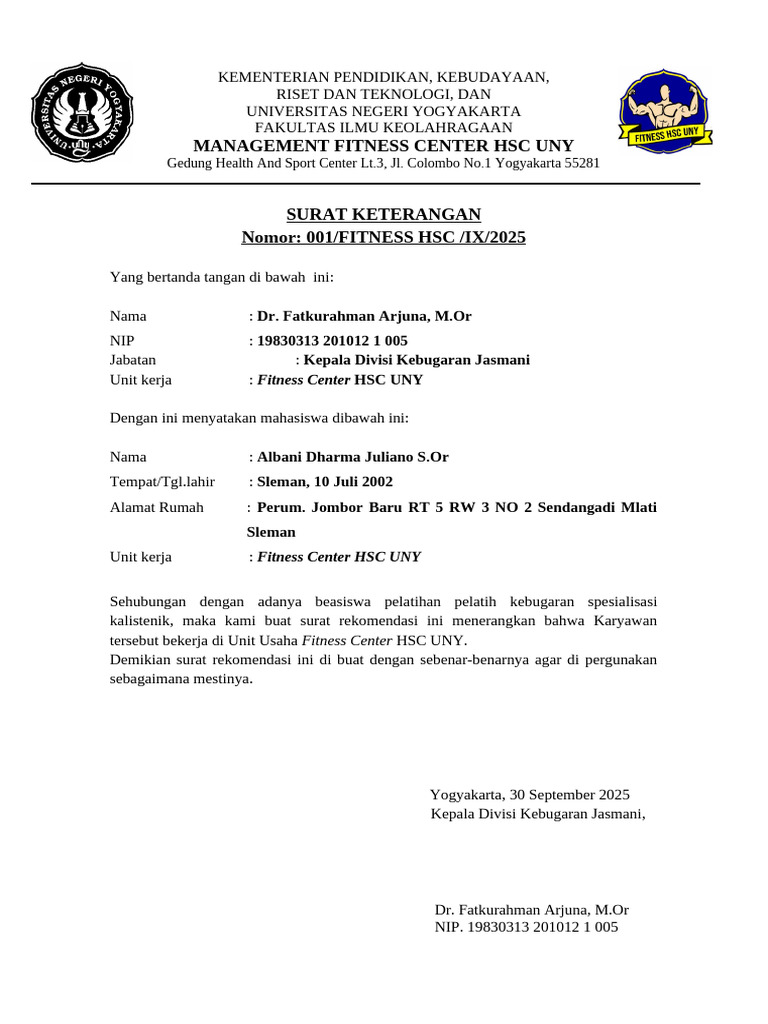 Surat Rekom 2025 | PDF