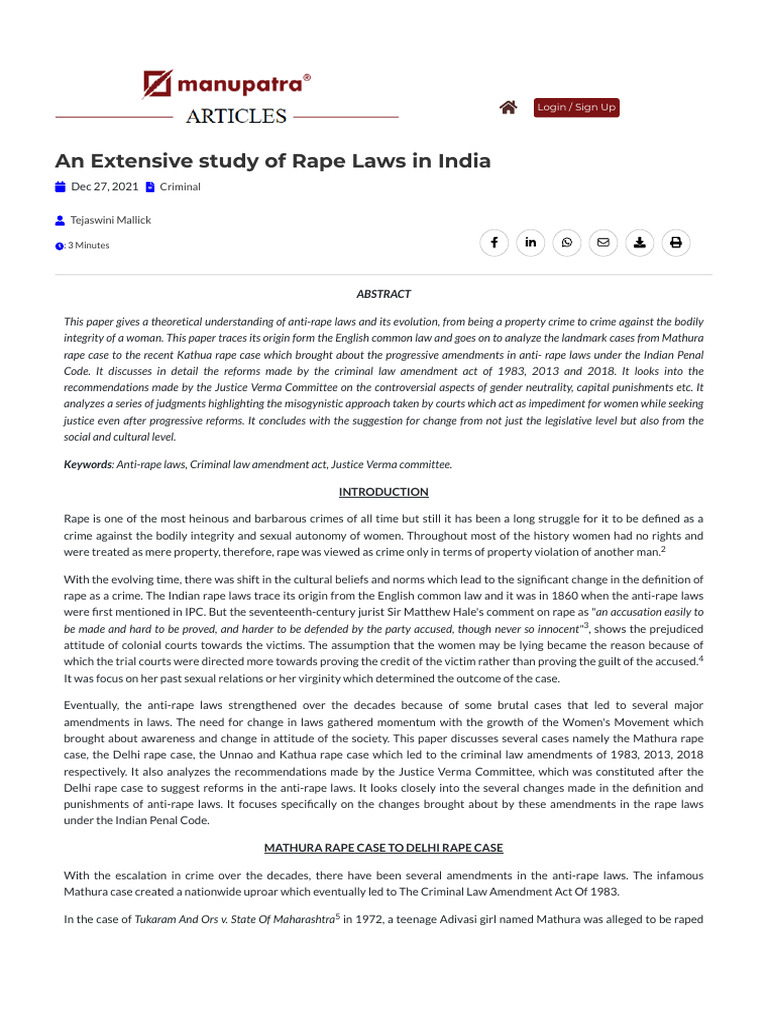 Evolution of Rape Laws in India | PDF | Rape | Misconduct