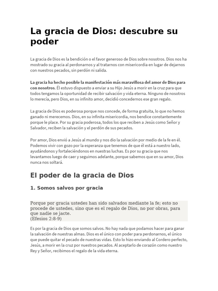 La Gracia de Dios | PDF | Gracia en el cristianismo | Pecado