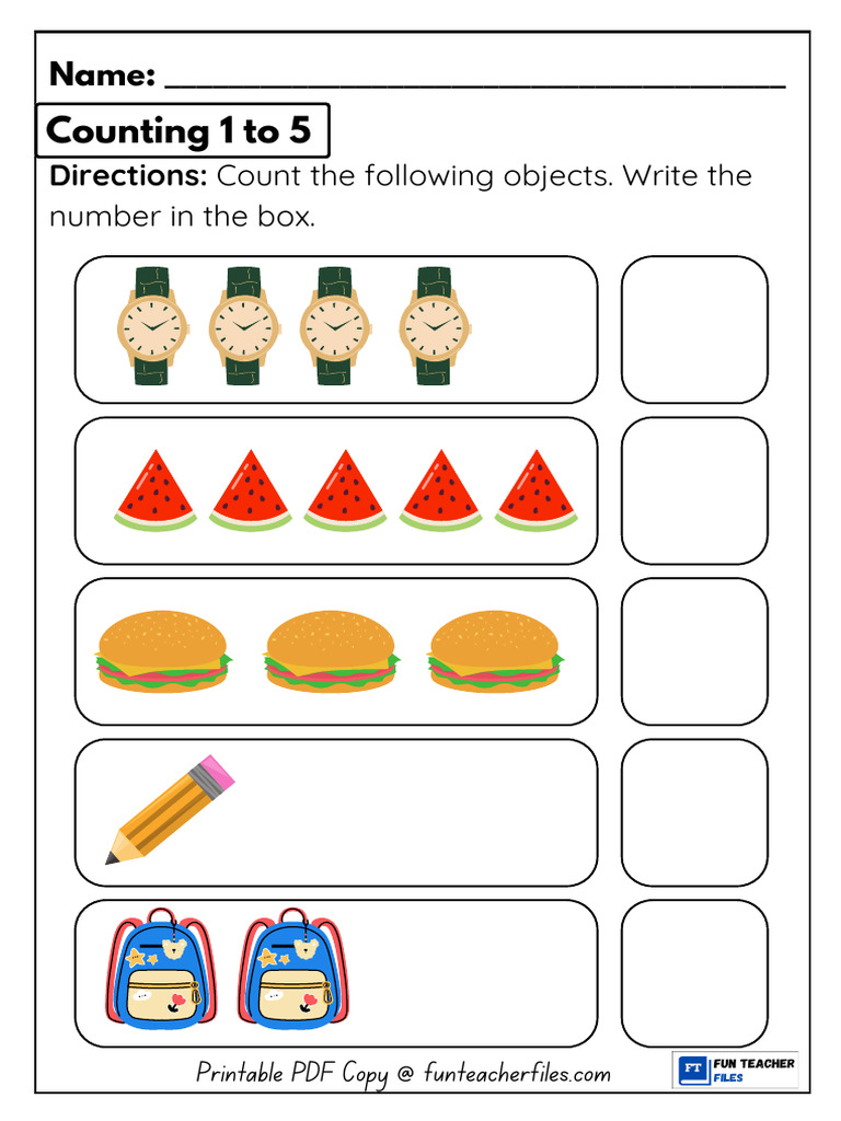 Counting Objects 1-4 Worksheet | PDF