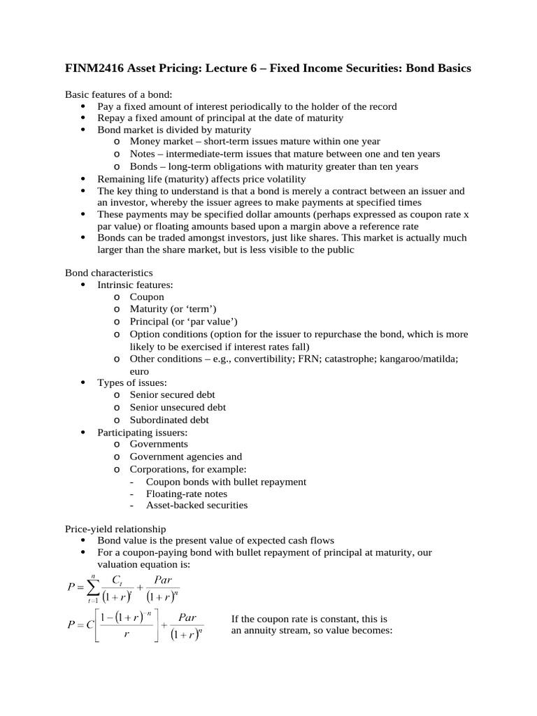 Bond Basics and Pricing Explained | PDF | Bonds (Finance) | Yield Curve