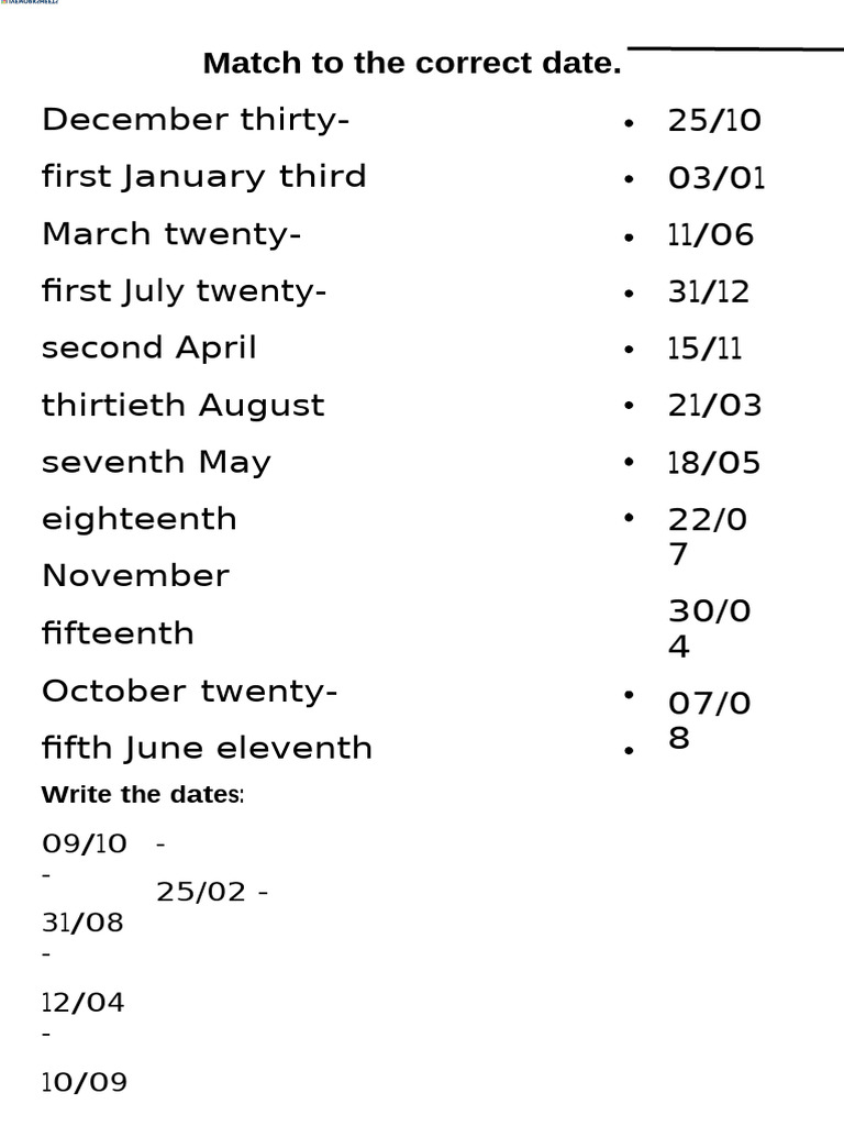Date Matching Exercise Guide | PDF