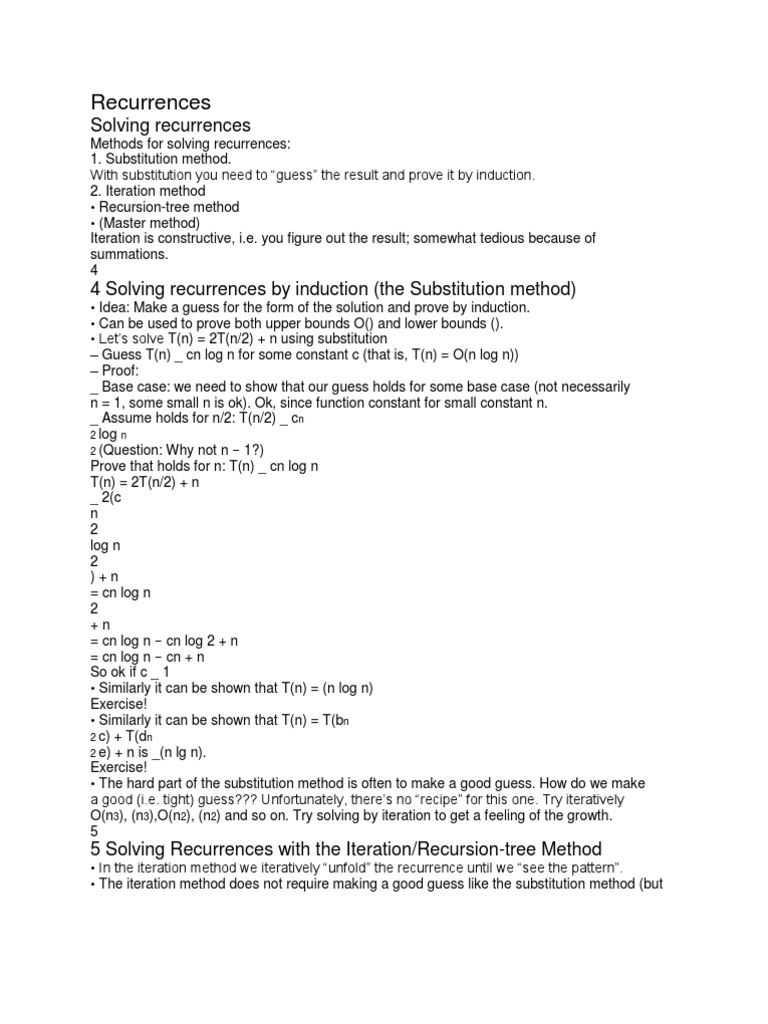 Recurrences | PDF | Logarithm | Algorithms And Data Structures