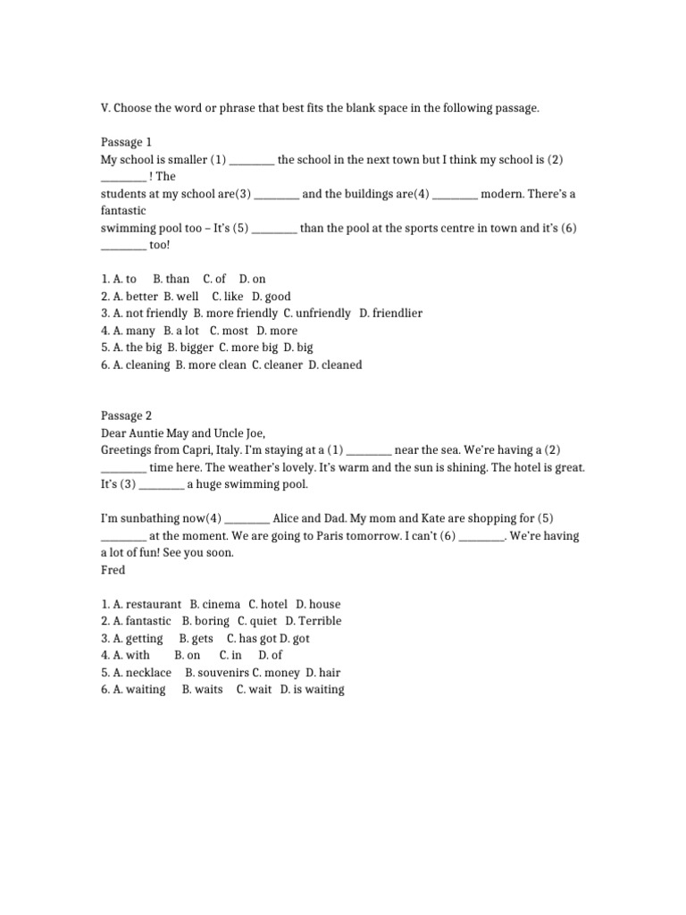 Passage Exercises | PDF
