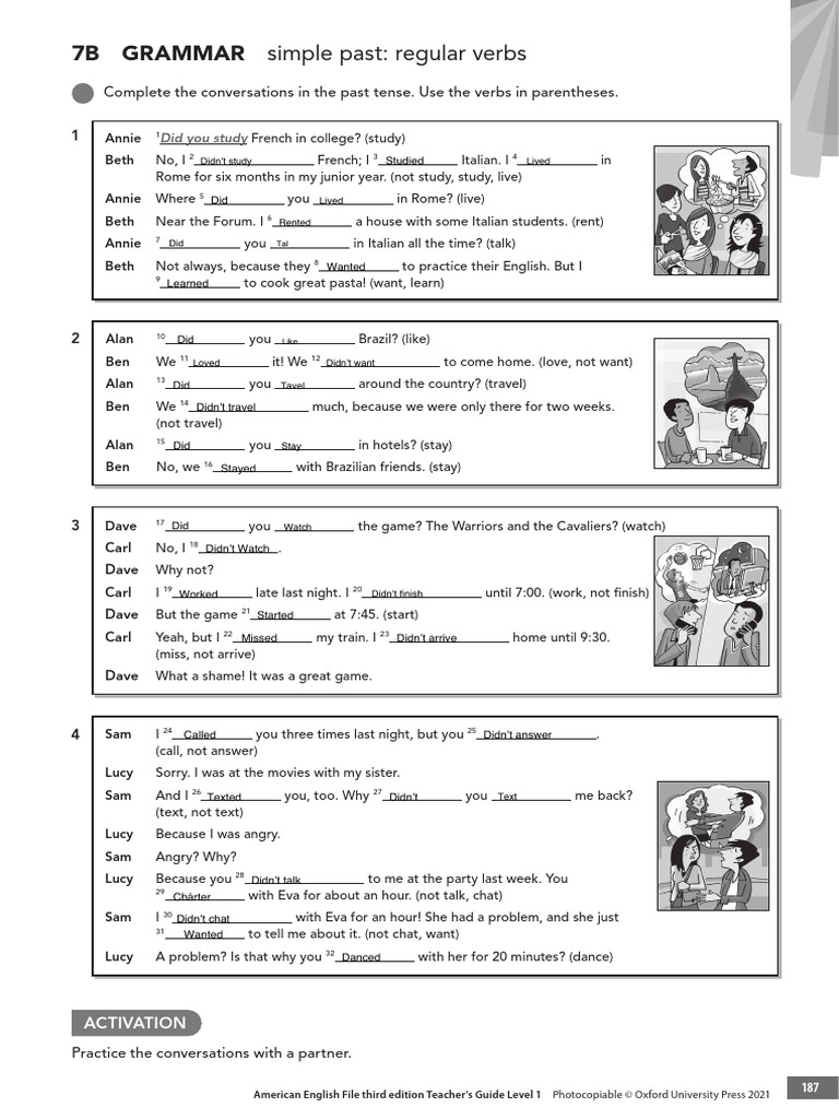 Simple Past Grammar Exercises for ESL | PDF | Linguistic Typology ...