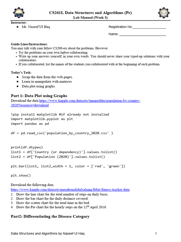 CS261L Week 3 Lab Manual Guide | PDF | Matrix (Mathematics ...