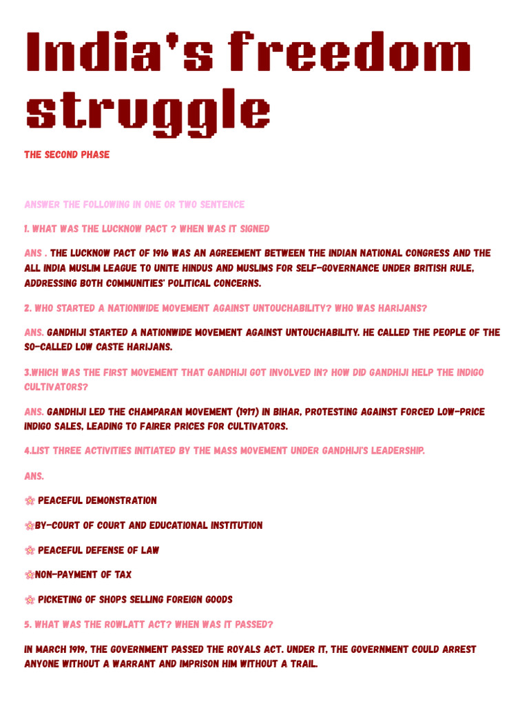 Key Events in India's Freedom Struggle | PDF | Mahatma Gandhi | British Raj