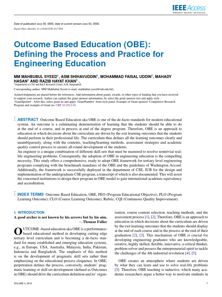 Outcome Based Education Framework for Engineering | PDF | Curriculum ...