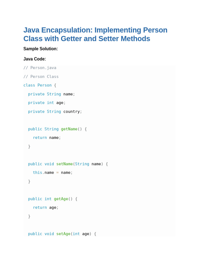 Java Setter and Getter Example | PDF