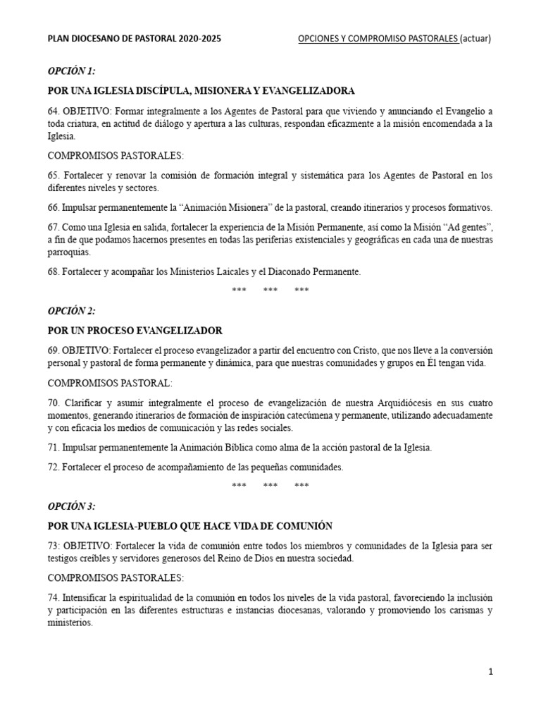 Plan Pastoral Diocesano 2020-2025 | PDF | Iglesia Católica | Religiones ...