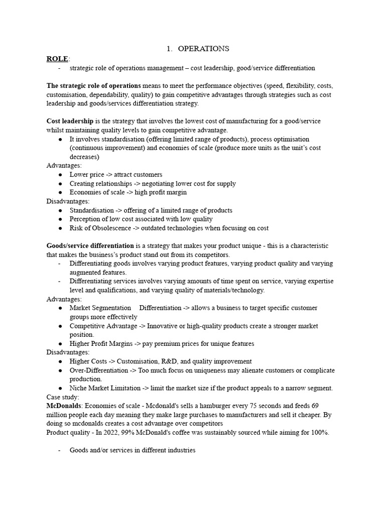 Operations Management Strategies Explained | PDF | Logistics ...