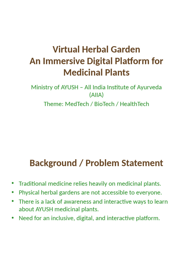 Virtual Herbal Garden for Medicinal Plants | PDF