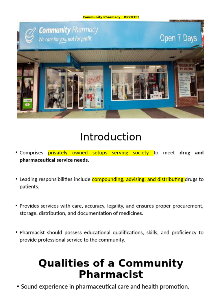 Community Pharmacy Operations Guide | PDF | Pharmacy | Medical Prescription