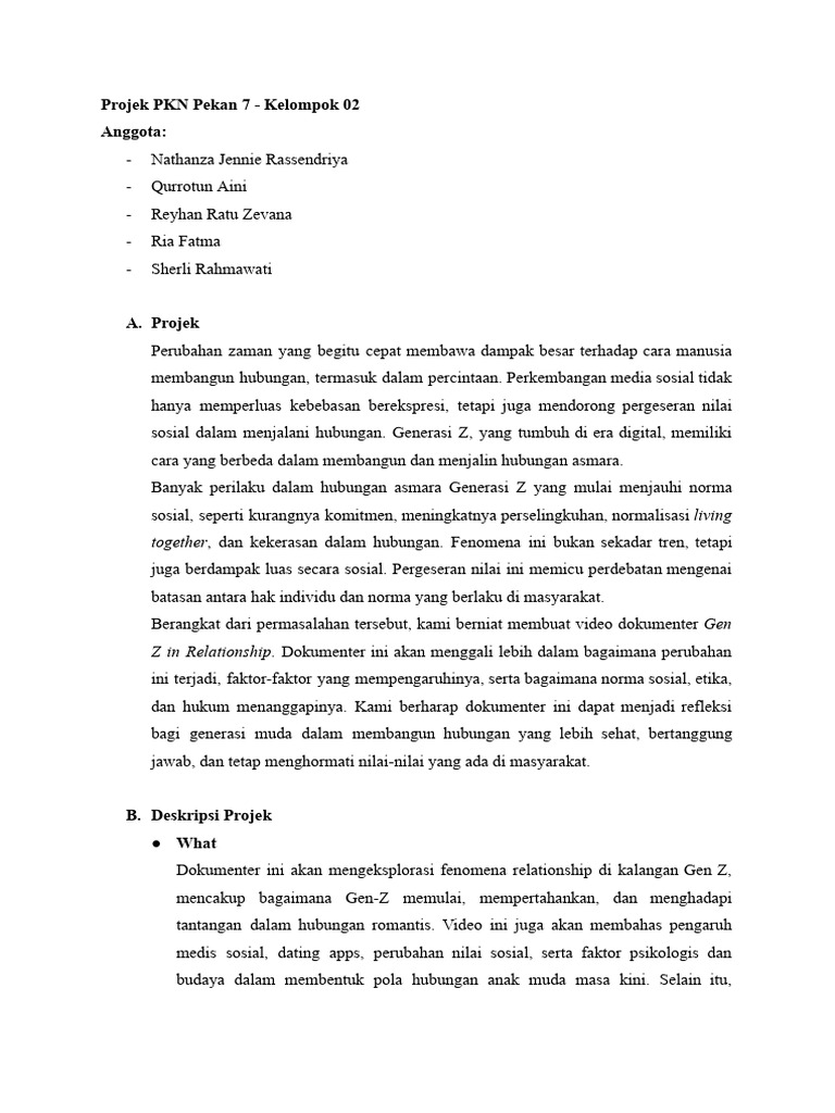 Perencanaan Projek PKN | PDF
